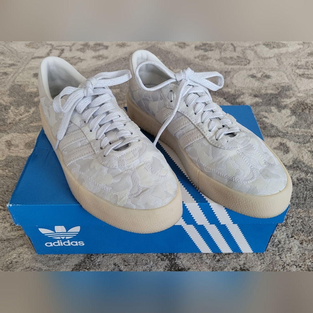 Adidas Sambarose Grey White Camo Shoe, 9